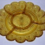 Vintage Glass deviled egg plate in amber