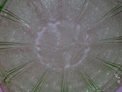 Cherry Blossom Green Glass Tray
