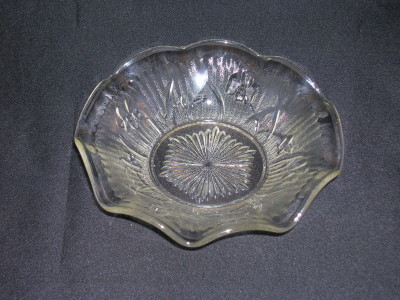 Iris Depression Glass Bowl-Crystal