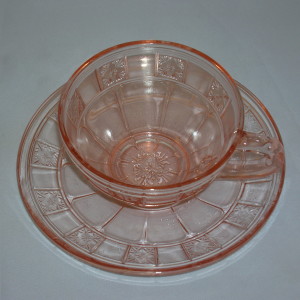 Jeannette Doric Cup And Saucer - Old Time Glass