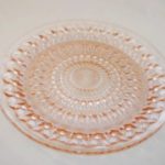 Holiday depression glass plate in pink