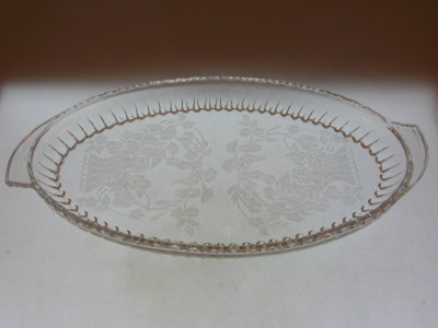 Vintage Etched Glass Tray-Meadow Wreath
