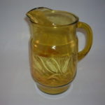 Vintage amber glass pitcher in golden wheat pattern