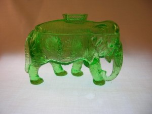 Green Depression Glass Elephant - Old Time Glass