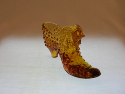 Fenton Amber Hobnail Glass Shoe