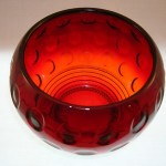 Imperial Glass ruby red candy jar