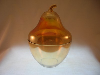 Jeannette Marigold Glass Pear Candy Dish