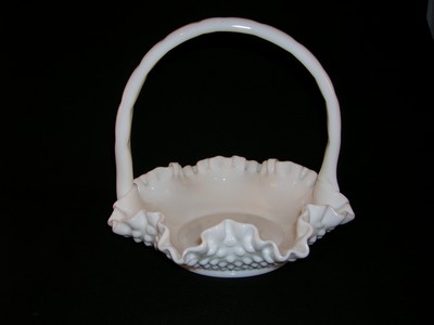Fenton Hobnail Milk Glass Basket