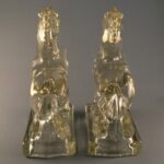 Rearing horse glass bookends front view