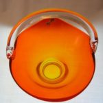 Viking Epic pattern glass basket in persimmon (orange) top view