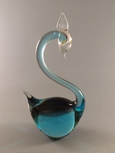 Vintage Blue Murano Art Glass Swan