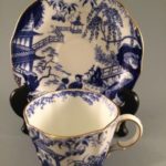 Blue Mikado Royal Crown Derby teacup with saucer