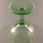 Cameo Ballerina Dancing Girl green depression glass sherbet or tall champagne glass bottom view