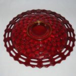 Fenton Basket Weave ruby plate bottom view