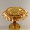 Fenton Hobnail amber ruffled comport top view