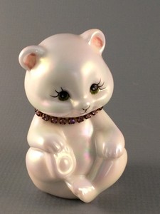 Fenton Opalescent Bear Hand Painted
