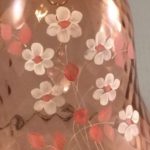 Fenton pink glass bell hand painted flowers close up