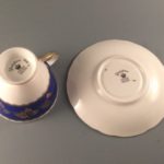 Gladstone China coblalt blue tea cup and saucer bottom view