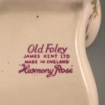 Harmony Rosy bone china boot Old Foley James Kent back stamp close up