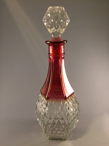 Indiana Diamond Point Ruby Decanter