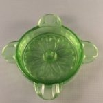 Jeannette Glass Sunflower ashtray top view in green