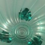 Jeannette Petal Swirl Ultramarine depression glass candy dish center concentric circles close up
