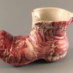 Old Foley red transferware boot
