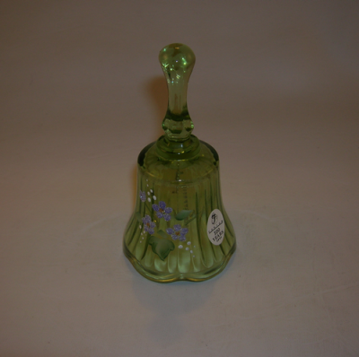 Fenton glass bell in green-signed