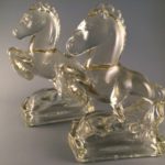 Rearing horse glass bookends Smith