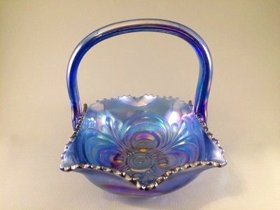 Smith Carnival Glass Scroll Embossed Basket