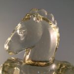 Smith rearing horse glass bookends head close up