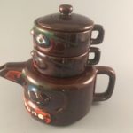 Stacking Totem Pole tea set in redware
