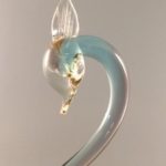 vintage blue murano art glass swan closeup