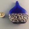Vintage cobalt glass perfume bottle top view