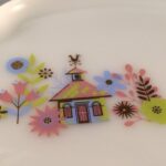 Vintage Federal Glass Chalet pattern snack tray close up