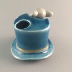 ceramic mouse in a top hat toothpick holder rear view Giftcraft Japan